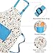 Jennice House Kids Apron and Chef Hat Set, Cute Children Baking Aprons with Adjustable Neck Strap and Pockets for Girls Boys Cooking Baking Painting Gardening in 2 Sizes (Blue Animals, Small)