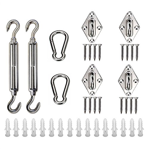 Kuality Sun Shade Sail Hardware Kit, Heavy Duty Stainless Steel for Rectangle Shade Sails Instal ...