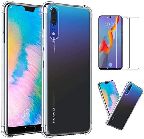 DYGG competible with Case for Huawei P30 Pro Case, DYGG Case Soft TPU Silicon Transparent Shockproof Bumper with [2*HD plastic screen protector]