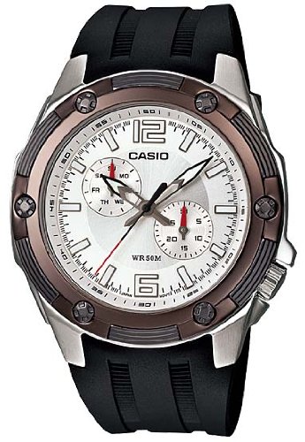 Casio Men's MTP1326-7A3V Black Resin Quartz Watch with Silver Dial