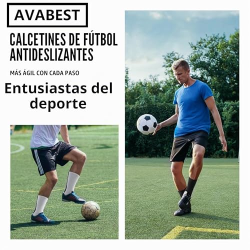 AVABEST Mens Soccer Socks 2 Pairs 35-39 39-46 46-50 Football Socks Non Slip Sports Socks