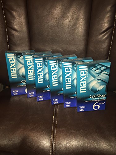 Maxell 6 Pack High Quality GX-Silver T-120 VHS 6 Hour In EP Mode Video cassette