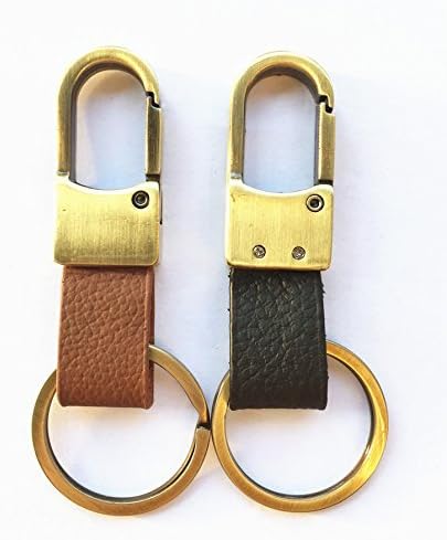 WeiFan Leather Valet Key Chain,Key Ring Holder, Heavy Duty Hardward Belt Clip Key Ring-2pack (Bronze)