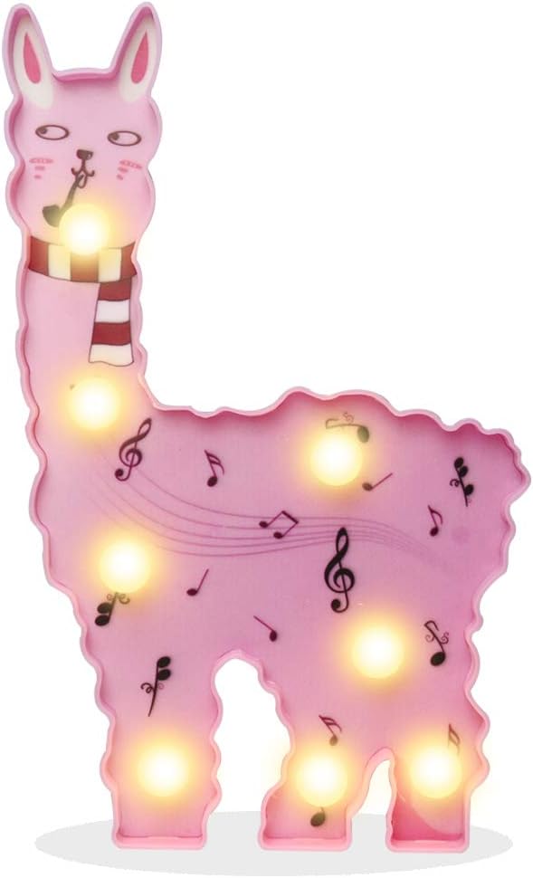 Vimlits 3D Kids Llama Night Light LED Lamp Decorative Marquee Signs Llama Gifts Wall Decoration Party,Birthday,Home,Girls Room (Battery Operated)