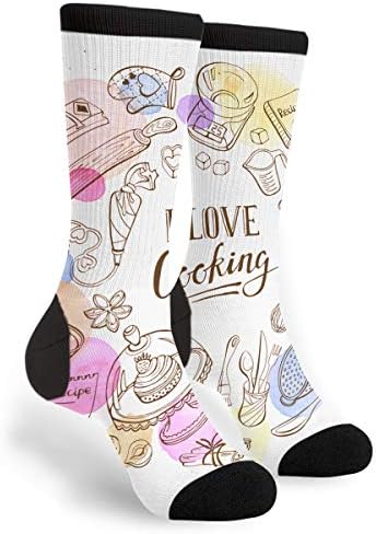 I Love Cooking Poster Unisex Printing Seafarer Socks Deluxe Personality Short Sock 40CM