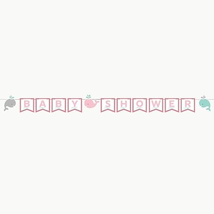 pink whale baby shower decorations