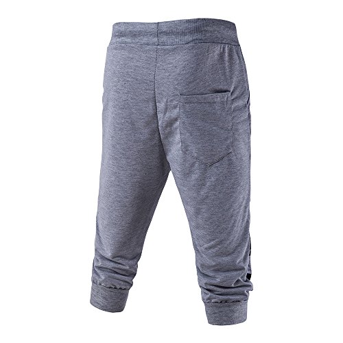 Men's Joggings Drawstring Elastic Waist Trousers Printing Loose Sports Pants Gray