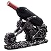 Graveyard Biker Skulls and Skeleton Motorcycle Wine Bottle Holder Sculpture for Medieval or Gothic Bar, Kitchen & Halloween Decor Statues and Fantasy Gifts