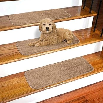 Ottomanson Softy Solid Beige Camel Hair Set of 14 Skid Resistant Rubber Backing Non Slip Carpet (9