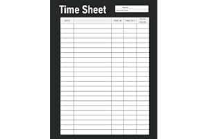 Time Sheet: Staff sign in and out sheet - Employee Time Log - Work Time Record Book - A4