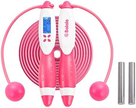 Balala Cordless Jump Rope, Calorie Counter, Digital Reminder, Weight Setting, Load function for Fitness Workout Pink