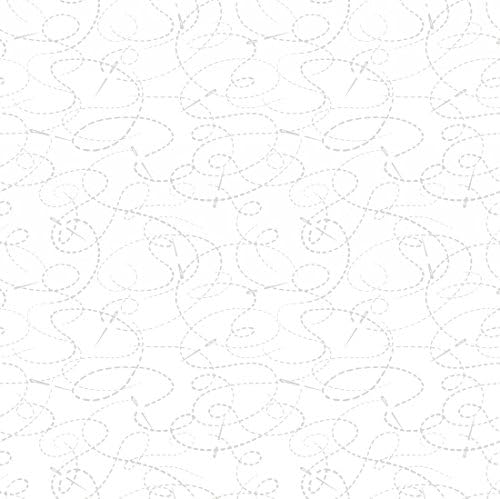 Quilt Backing Fabric 108 Inch Wide Needle & Thread White Cotton Fabric - Sold Per 1/4 Metre (Long Quarter)