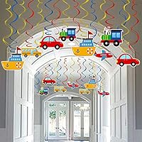 Transportation Party Hanging Swirl Decorations 30 Ct Car Bus Train Plane Ship DIY Hanging Decor for Kids Baby Shower Birthday Party Supplies