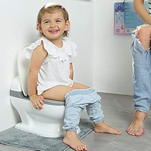 PottyWin Realistic Potty-Training Toilet with Flushing Sounds and Built-in Wipe Storage