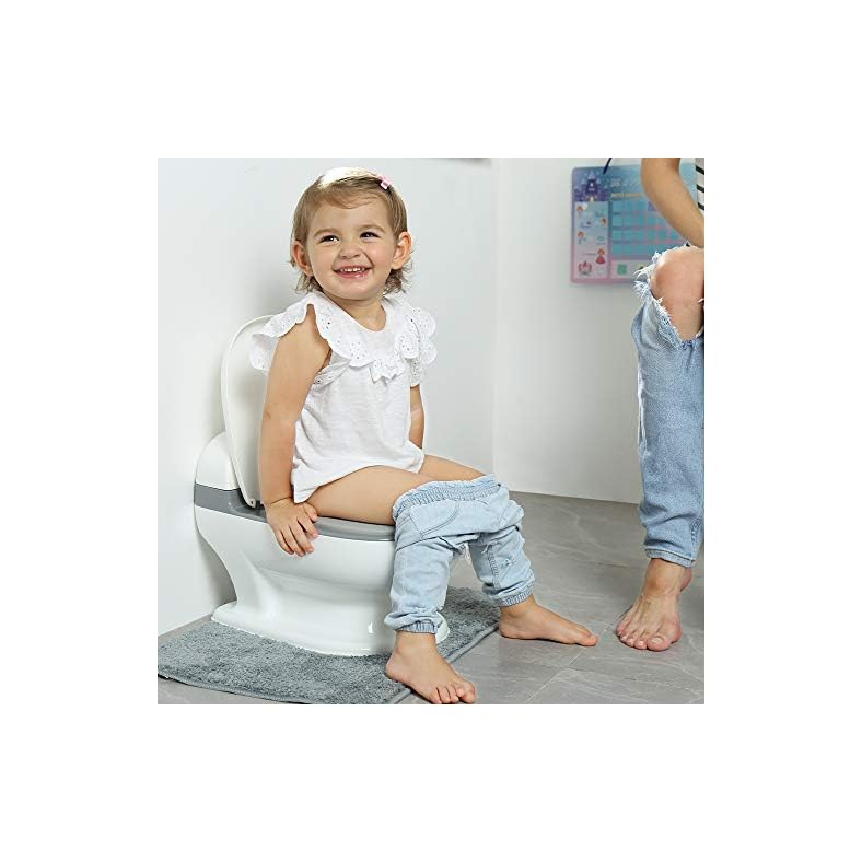 PottyWin Realistic Potty-Training Toilet with Flushing Sounds and Built-in Wipe Storage