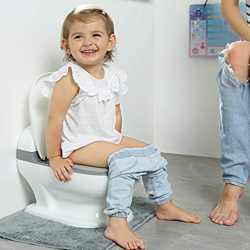 PottyWin Realistic Potty-Training Toilet with Flushing Sounds and Built-in Wipe Storage