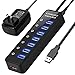 LYFNLOVE USB Hub 3.0 Splitter,7 Port USB Data Hub with Power Adapter and One Charging Port,Individual On/Off Switches and Lights for Laptop, PC, Computer, Mobile HDD, Flash Drive and More primary