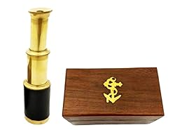 6" Brass Handheld Telescope with Wooden Box