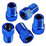 Bike Bits Presta Valve Adapter - Convert Presta to Schrader - French/UK to US - Inflate Tire Using Standard Pump or Air Compressor (5 Pack) (Blue)