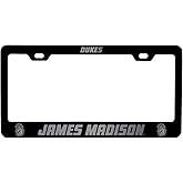 R and R Imports James Madison Dukes Laser Engraved Metal License Plate Frame Black Officially Licensed Collegiate Product