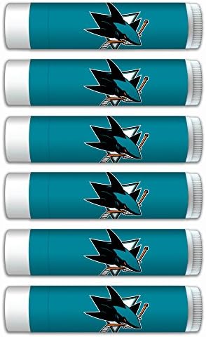 San Jose Sharks Smooth Mint Lip Balm 6-PACK with SPF 15, Beeswax, Coconut Oil, Aloe Vera. NHL gifts for Valentine's Day, Easter, Mother's Day, Father's Day, stocking stuffers.