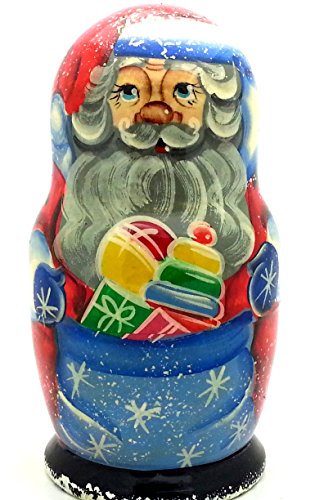 Santa with toys Russian Nesting Dolls Hand Painted 5 Piece Set by BuyRussianGifts