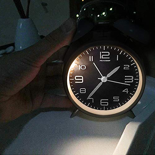 Peakeep 4 inches Twin Bell Alarm Clock with Stereoscopic Dial