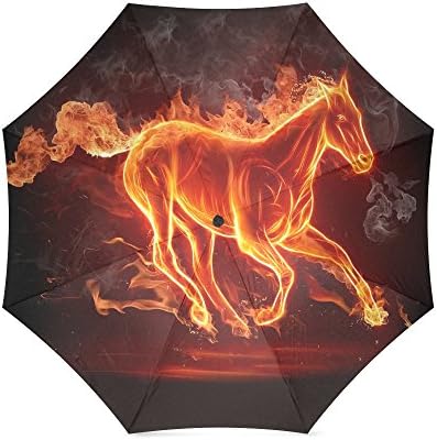 New Year/Christmad Novelty Gifts Unique Fire Running Horse With Smoke 100% Fabric And Aluminium Foldable High-quality Umbrella