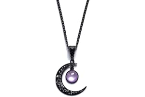 Rrdaily Gothic Moon Crystal Necklace Punk Style Moon Pendant Necklace Vintage Black Crescent Necklace Dark Gothic Necklace Co