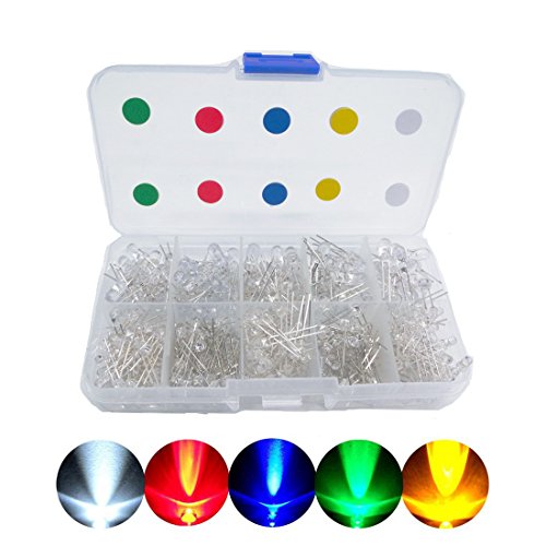 Haobase 300pcs 3mm and 5mm assorted clear led light emi…