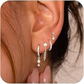 SELSHE Gold Plated Earrings for Women, 14k Gold Plated Earring Stack Hypoallergenic Pearl Drop Earring Dainty Earrings for Women Trendy Cute Small Huggie Hoop Earring Fashion Womens Jewelry