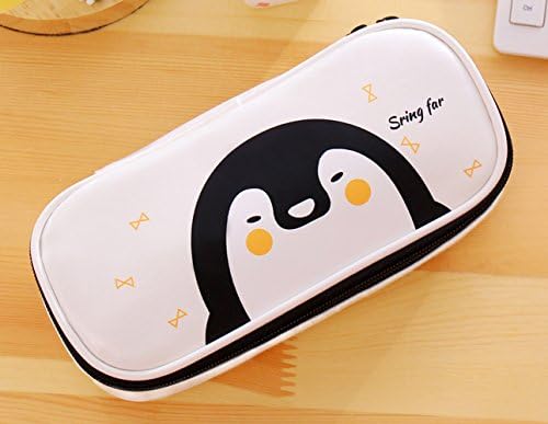 Pencil Case, SuperGear Pen Case Bag Organizer Storage Large Capacity PU Leather Pen Case Holder with Compartments Multi Layer Pen Pouch Portable for Students Stationery with Double Zipper [White]