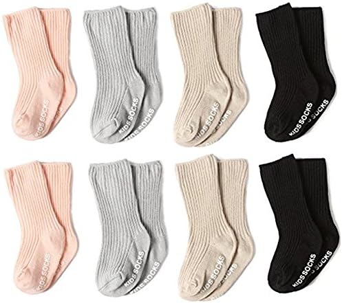 Unisex-Baby Socks Infant Toddler Walker with non-slip Socks for 0-4Years Baby（8Pairs） (2-4years)