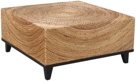 Crafted Home Decorative Elkton Natural Square Coffee Table, 35.5" Length by 35.5" Width by 18.5" Height, Tan