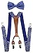 JAIFEI Suspenders & Bowtie Set- Men's Elastic X Band Suspenders + Bowtie For Wedding, Formal Events (Dots-Royal Blue)
