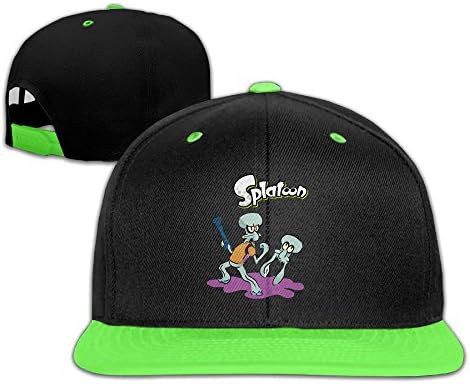 Ghostdeadly Kid's Splatoon Squid-ward Tentacles Bold And Splat Unisex Flat Brim Baseball Hats 100% Cotton Adjustable Hip Hop Caps For Children Youth Boys Girls