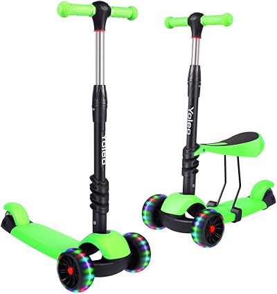 YOLEO 3-in-1 Children’s Scooter with Removable Seat LED Wheels