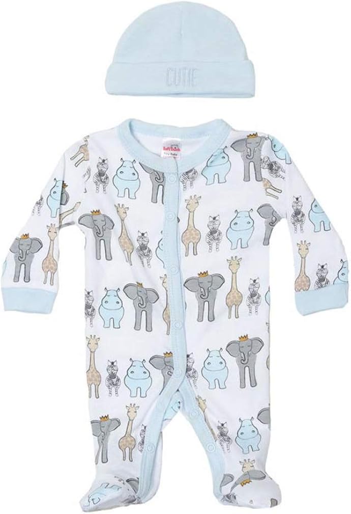 Tiny Baby Boys Clothing Set Romper and Hat Starter Outfit Safari