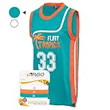 AFLGO Moon #33 Flint Tropics Basketball Jersey S-XXXL, 90's Clothing Throwback Costume Athletic Apparel Clothing Stitched - Top Bonus Combo Set with Wristbands