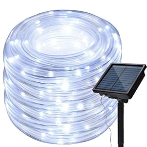 Zonne Touwverlichting Buitenshuis,KINGCOO Waterdichte 72FT 200LED Buis Koperdraad Pijp Zonne Lichtslangen Lichtslingers…
