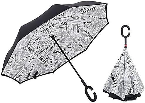 LUCKYOON Reverse Inverted Waterproof cars Umbrella Travel fLightweight Automatic anti UV Golf Umbrellas (6 white paper)