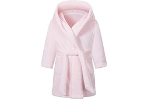 CJMJXPH Kids Toddler Boys Girls Fleece Robe Soft Hooded Bathrobe Pajamas Sleepwear 2-16 Years