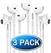 Headphones with Microphone, Certified PowerBoost In-Ear 3.5mm Noise Isolating Earphones Headset for iPhone iPad iPod Laptop Tablet Android LG HTC Smartphones (White) 3 Pack