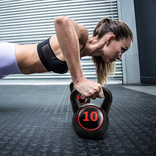 GYMAX Kettlebells, 3 Pcs Vinyl Kettlebell Weights Set Weights 5, 10, 15