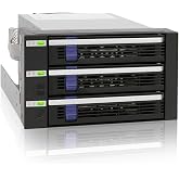 ICY DOCK 3 Bay 2.5&rdquo;/ 3.5in SATA/SAS Hard Drive SSD Hot Swap Backplane Enclosure in 2X 5.25 Bay | FatCage MB153SP-B