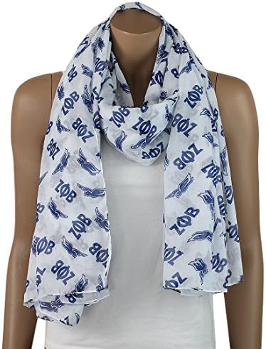 Zeta Phi Beta Oversized Lightweight White and Blue Dove Scarf (36x72 Inches)