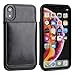 KIHUWEY Compatible with iPhone XR Wallet Case Credit Card Holder, Premium Leather Kickstand Durable Shockproof Protective Cover for iPhone XR 6.1 Inch(Black)
