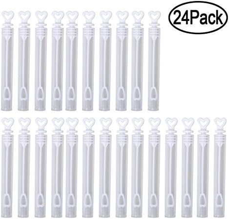 BUYDEAL Wedding Bubbles,Bubble Wand with Heart for Summer Toy Party Favor,24-Pack