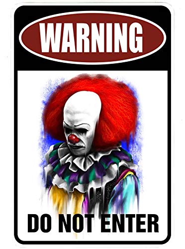 Warning Evil Clown - DO NOT ENTER – Funny Metal Sign for your garage, man cave, yard or wall. By Sign Dragon