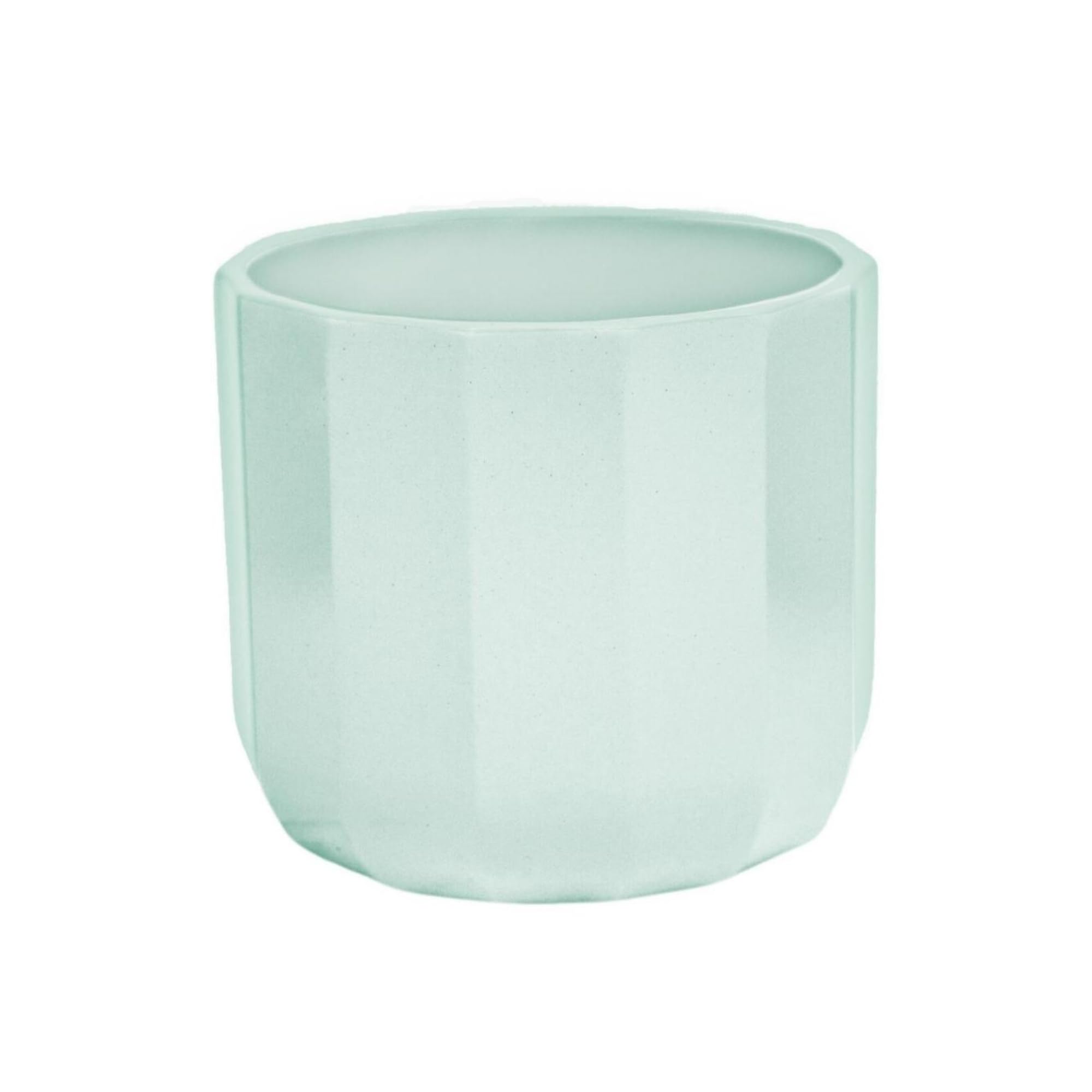 Ivyline Positano Geo Planter in Mint - Waterproof, Sturdy and Durable - Stylish Decorative Round Indoor Ceramic Flower Houseplant Pot - H15cm x D15cm